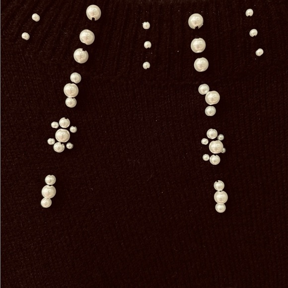 Women’s LOFT Pearl Embellished black sweater sz XXS Petite classic academia Goth - Picture 3 of 11